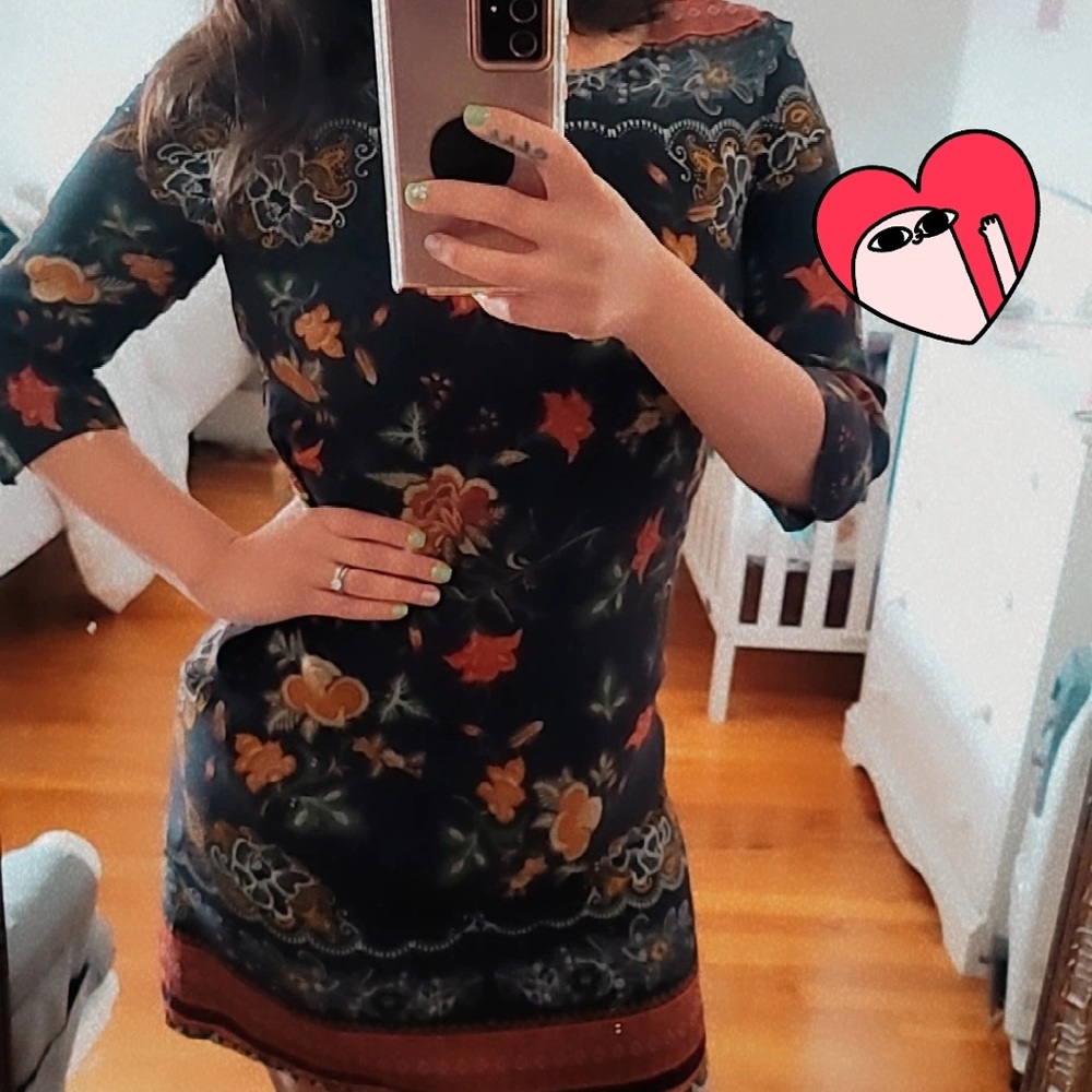 Floral Patterned Dress - Multicolor
